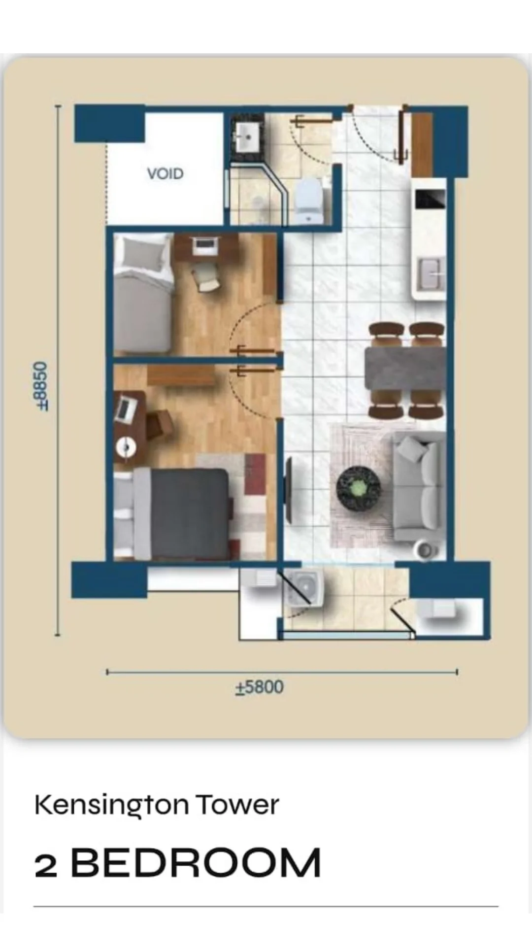 Kensington 2 Bedroom Sky House BSD+